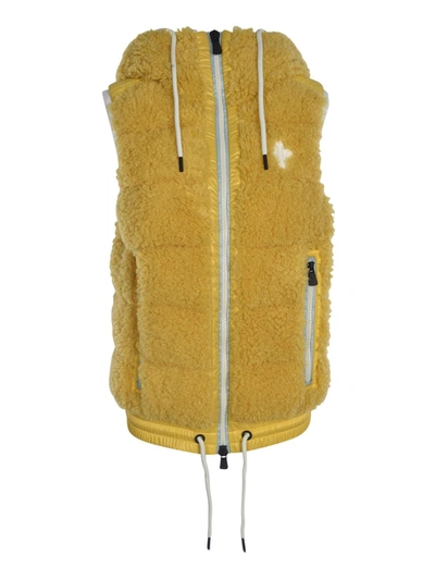 Moncler Teddy Effect Vest In Yellow