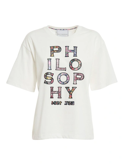 Philosophy Di Lorenzo Serafini Kids' Floral Logo-print Cotton T-shirt In White