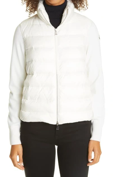 Moncler Quilted Down & Wool Short Cardigan In 030 White