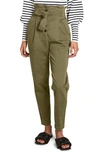 A.l.c Krew High-waisted Tie-waist Pants In Olive/army