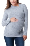 Nom Maternity Claire Asymmetric Ruched Sweater In Gray Hacci