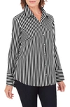 Foxcroft Jane Stripe Button-up Shirt In Black