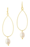 Sterling Forever Genuine Pearl Teardrop Earrings In Gold