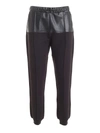 KARL LAGERFELD FAUX LEATHER DETAIL JOGGERS IN BLACK