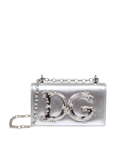 Dolce & Gabbana Dg Logo Shoulder Bag In Silver