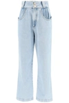 ALESSANDRA RICH ALESSANDRA RICH CRYSTAL BUTTON WIDE LEG JEANS