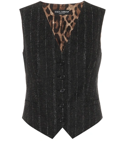 Dolce & Gabbana Stretch Wool Blend One Breast Waistcoat In Black
