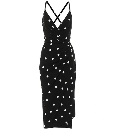 Dolce & Gabbana Open-back Wrap-effect Polka-dot Crepe Midi Dress In Black