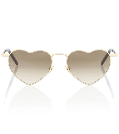 Saint Laurent Heart Sunglasses In Gold-gold-brown