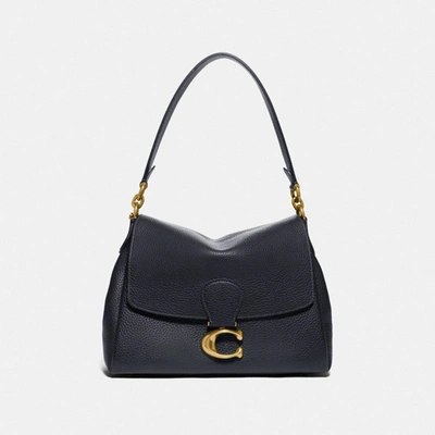 Coach May Shoulder Bag In Blue In Brass/midnight Navy
