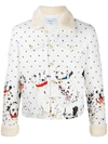 Casablanca Polka Dot And Dalmation Print Faux Fur-trimmed Jacket In White