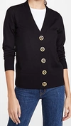 Tory Burch Buttoned V-neck Cardigan In Blue