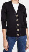 Tory Burch Buttoned V-neck Cardigan In Medium Navy