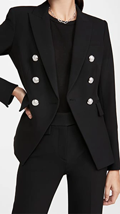 Veronica Beard Miller Dickey Double-breasted Grain De Poudre Blazer In Black