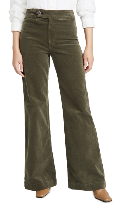 Askk Ny 70s Wide Leg Courduroy Trousers In Army