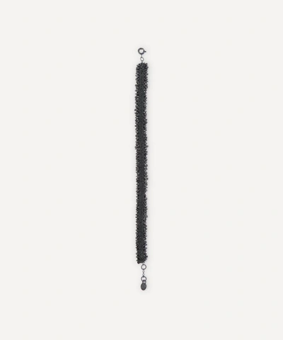 Stephanie Schneider Oxidised Silver Raw Black Diamond Silk Chain Bracelet