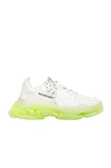 Balenciaga Triple S Clear Sole Sneakers In White & Fluo Yellow