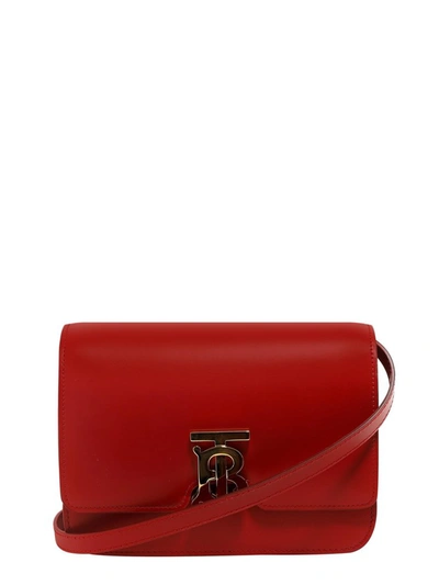 Burberry Small Tb Leather Crossbody Bag In Red