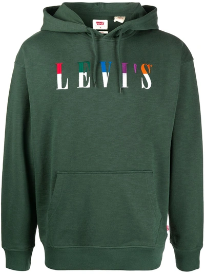 Levi's Embroidered Logo Cotton Hoodie In Green