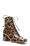 Schutz Women's New Kika Square Toe Leopard Print Patent Leather Booties In Natural Patent Leather