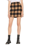 Sandro Checked Wool-blend Felt Mini Skirt In Multicolor