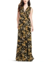 Aidan Mattox Printed Slit Maxi Dress In Black Multi