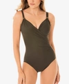 Miraclesuit Razzle Dazzle Siren Twist-front Underwire Allover Slimming One-piece Swimsuit Women's Swimsuit In Olivetta Green