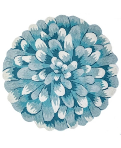 Liora Manne Frontporch Mum 3' X 3' Round Rug In Aqua