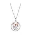 DISNEY TWO-TONE MINNIE MOUSE CUBIC ZIRCONIA HEART PENDANT NECKLACE IN FINE SILVER PLATE