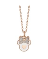 DISNEY ROSE GOLD-TONE MINNIE MOUSE CRYSTAL PENDANT NECKLACE IN SILVER PLATE