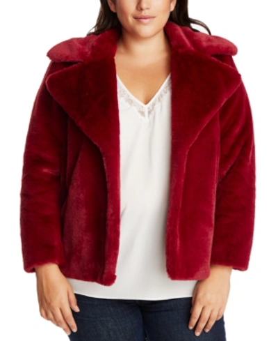 1.state Trendy Plus Size Faux-fur Jacket In Deep Rouge
