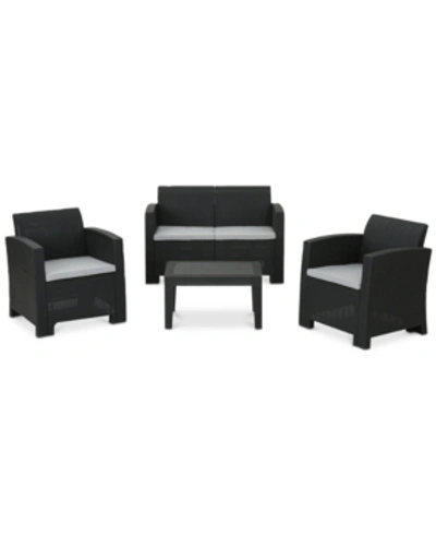 Noble House San Juan 4-pc. Outdoor Chat Set In Black