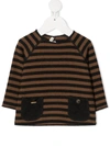 ZHOE & TOBIAH PATCH-POCKET STRIPED SWEATER