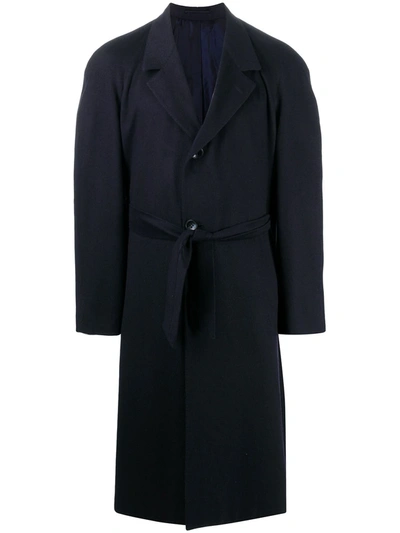 Kiton Double Breasted Cashmere Coat In Blue