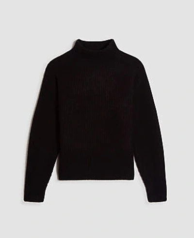 Ann Taylor Ribbed Cashmere Turtleneck Sweater In Black