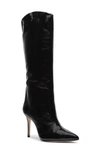Schutz Maryana Knee-high Croc-embossed Leather Boots In Black Patent Leather