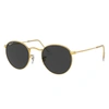 Ray Ban Round Metal Sonnenbrillen Gold Fassung Schwarz Glas Polarisiert 53-21 In Gold
