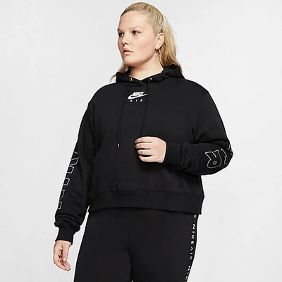 Nike Sportswear Air Fleece Hoodie In Black/ Ice Silver