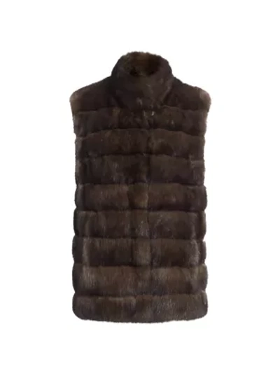 The Fur Salon Sable Fur Stand Collar Vest In Barguzin