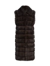 The Fur Salon Sable Fur Notch Collar Long-line Vest In Barguzin