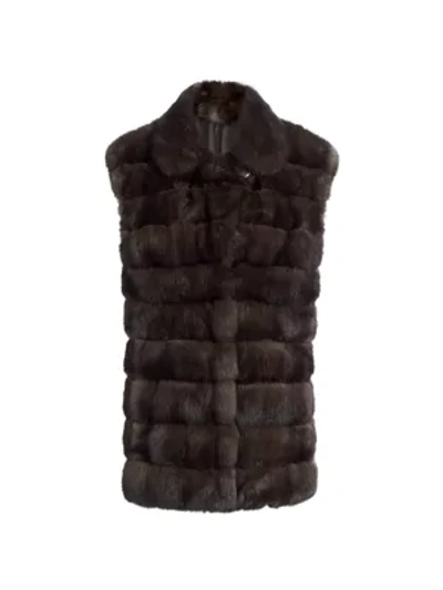 The Fur Salon Sable Fur Notch Collar Waistcoat In Brown