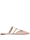 Valentino Neutral Rockstud Patent Leather Mules In Neutrals