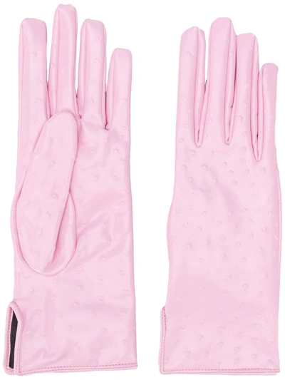 Msgm Dot-detailed Gloves In Pink