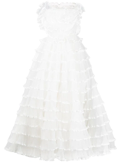 Giambattista Valli Ruffle Layered Gown In White