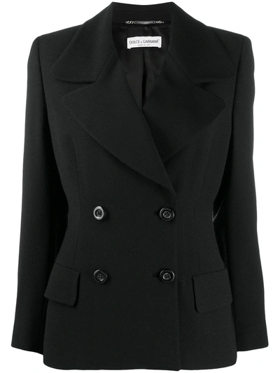 Pre-owned Dolce & Gabbana 1990s Wide Lapels Double-breasted Jacket In Schwarz
