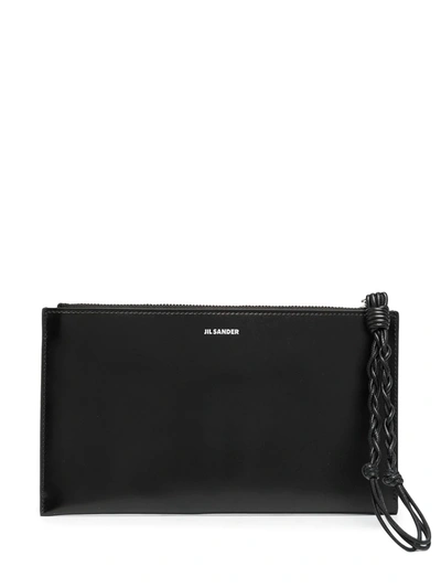 Jil Sander Tangle Leather Wallet In Black