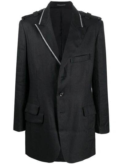 Yohji Yamamoto Contrast Piping Single-breasted Blazer In Black