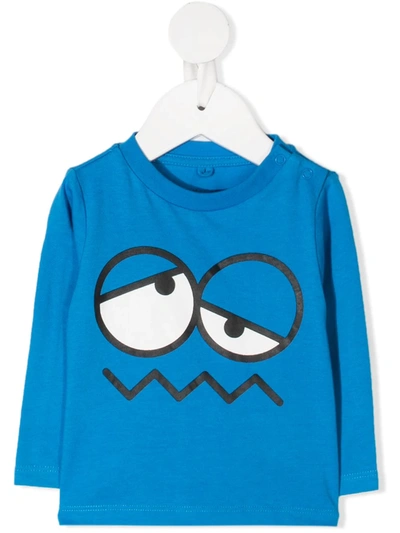Stella Mccartney Babies' Emoji Face-print T-shirt In Blau