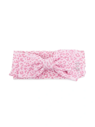 Monnalisa Kids' Logo Leopard Print Hairband In Pink