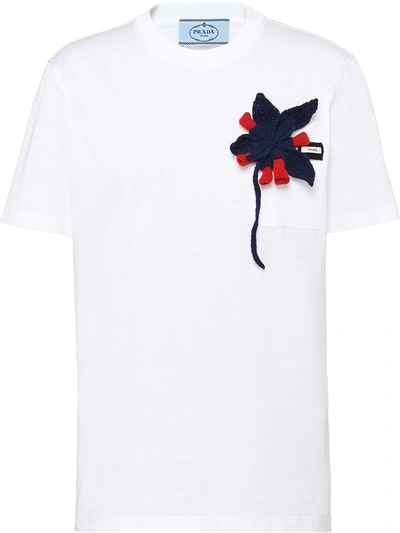Prada Knitted-flower T-shirt In White